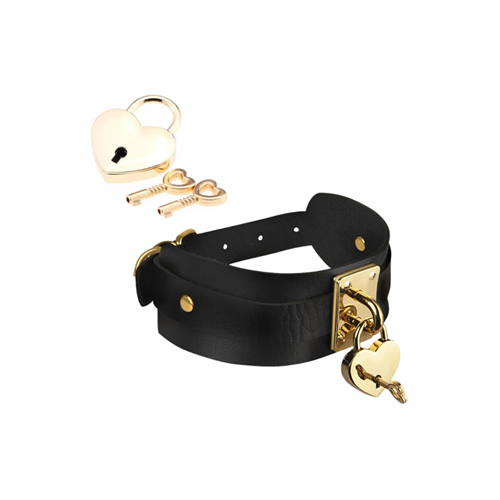 Kinky Diva - Halsband met hartjes slot 